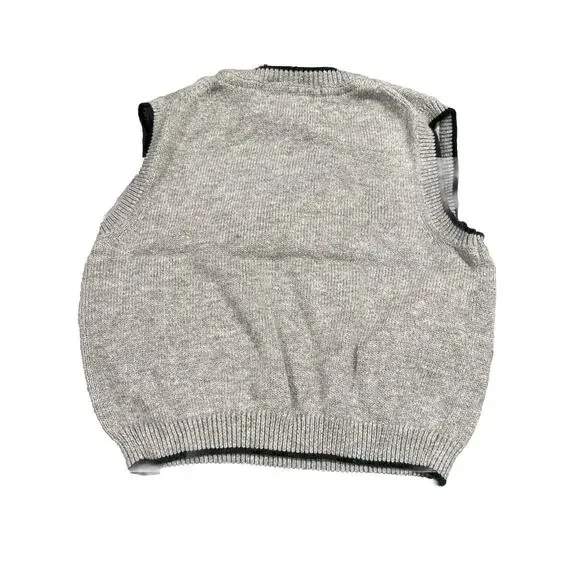 Janie and Jack Boys 12-18m Gray Green Dog Knit Sweater Vest Christmas Holiday - Picture 4 of 6